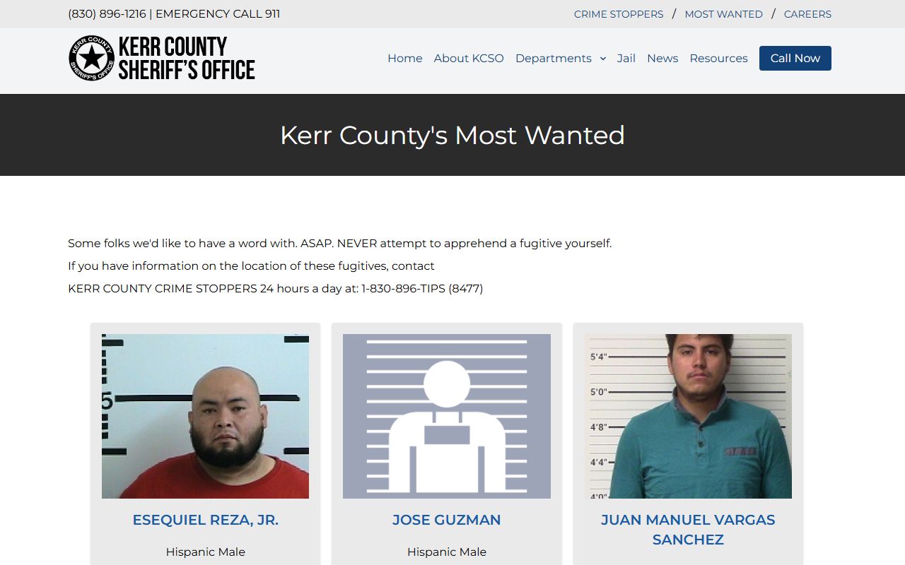 Kerr County jail mugshots most wanted photos are not a roster