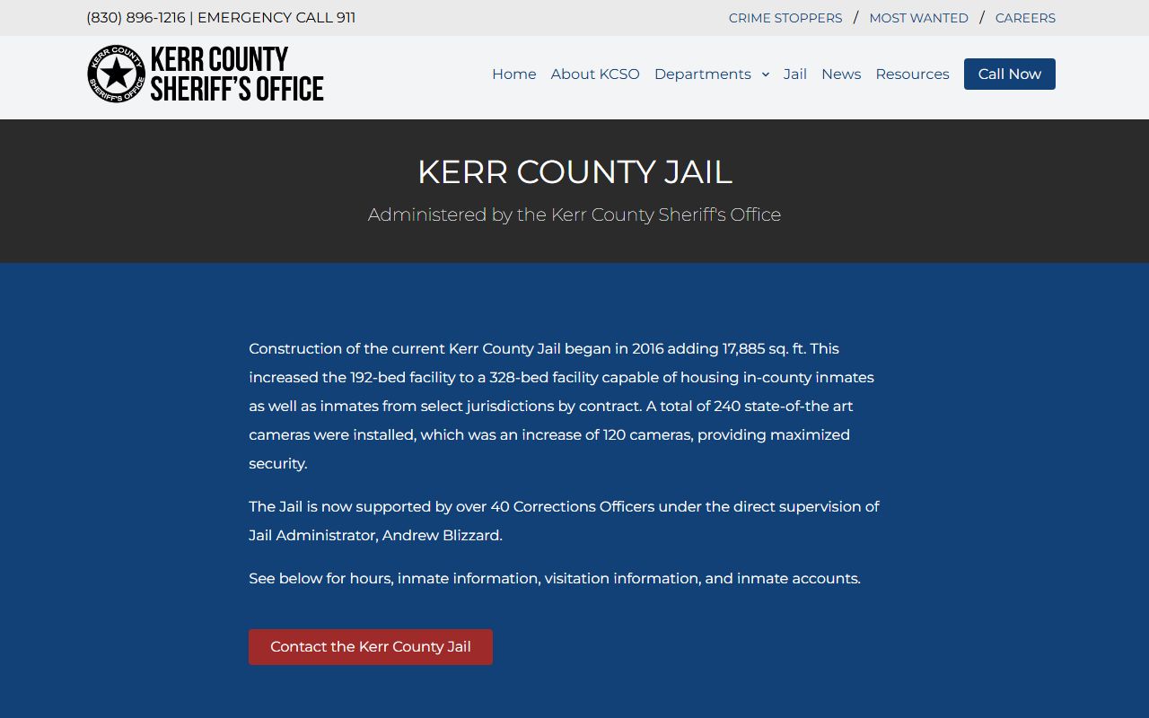 Kerr County jail mugshots official jail page booking records